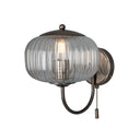 Nehir Reeded Glass Wall Light with Pull Switch