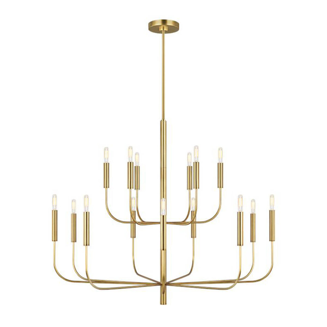 Brighton Chandelier in burnished brass. Ornamental chandelier with an updated traditional feel in a burnished brass finish.