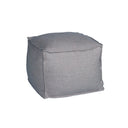 Neutral slipcover ottoman with a simple cube shape and organic feel. The Canberra Ottoman in the colour Knox Steel.
