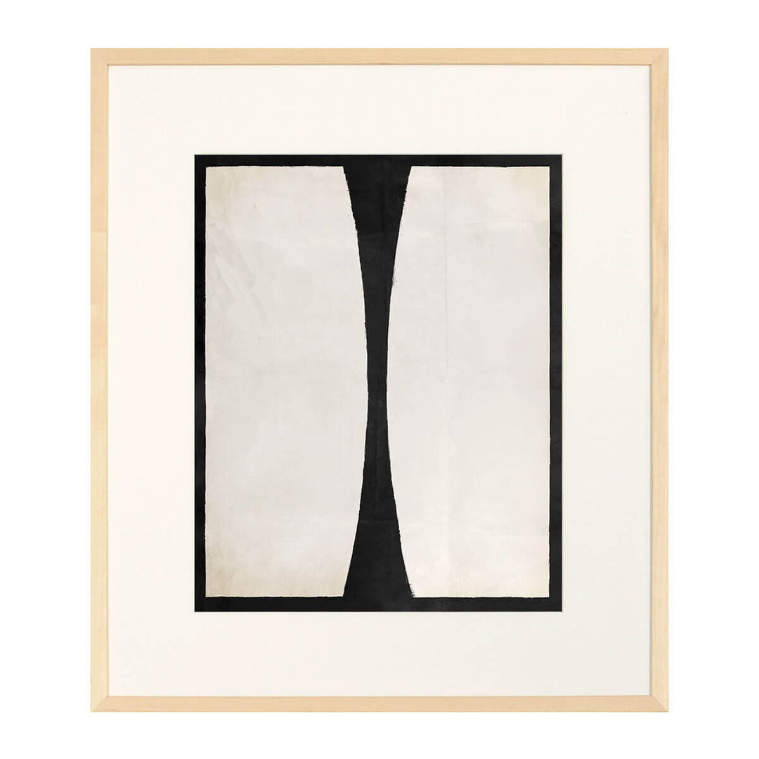 The Ellsworth Inspired Series III is a simple, black and white painting with a warm wood frame.