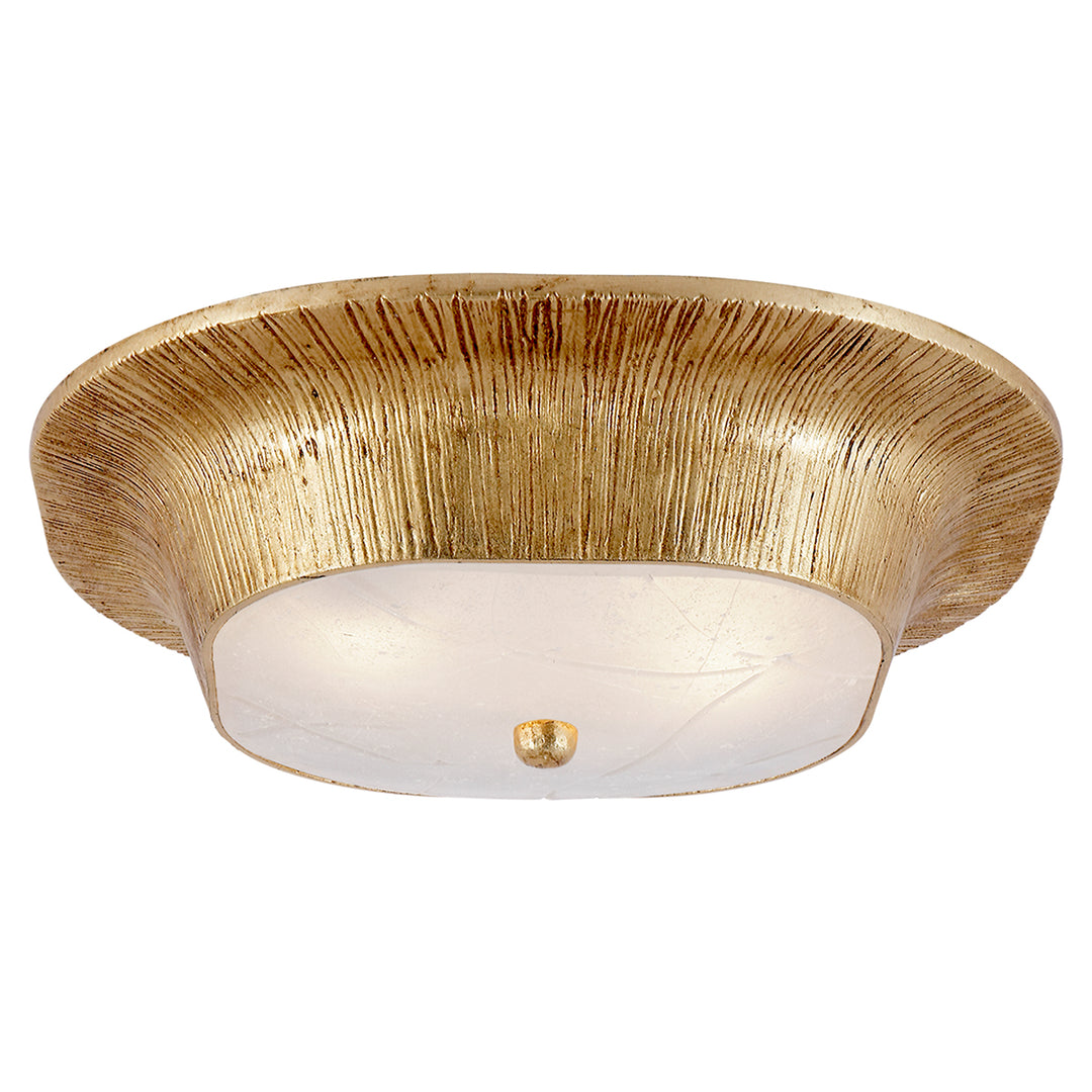 Organic gold coral like ceiling mounted light fixture. Gild finish with fractured glass.