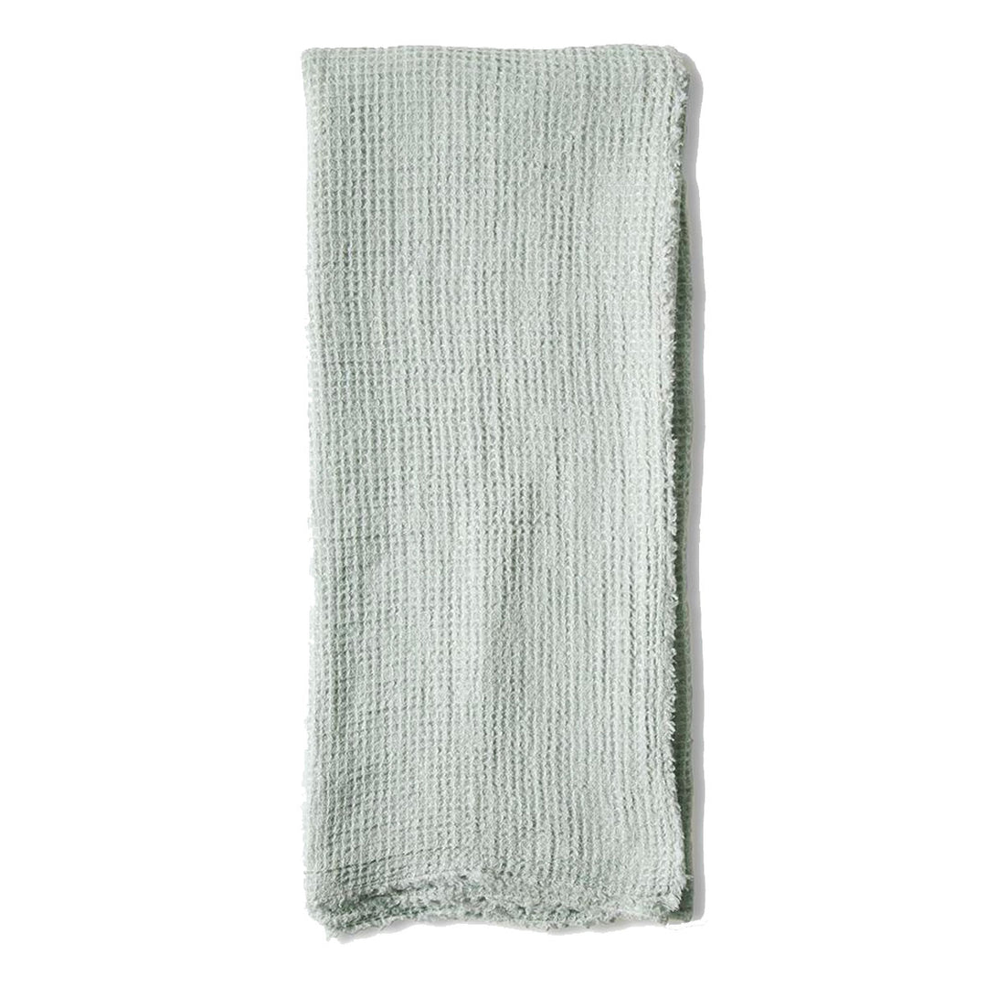 Beautiful ocean blue coloured, waffle textured throw blanket, made of 100% Linen.
