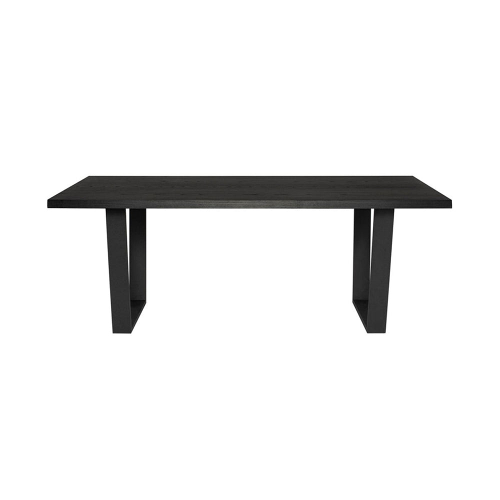The Laval Dining Table has oak wood table top and steel, square legs in a black finish.