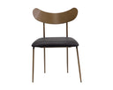 Gibbons Dining Chair - Antique Brass - Charcoal Black Leather