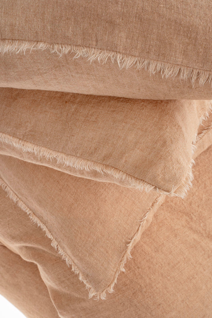 Lina Linen Queen Duvet Set Terracotta