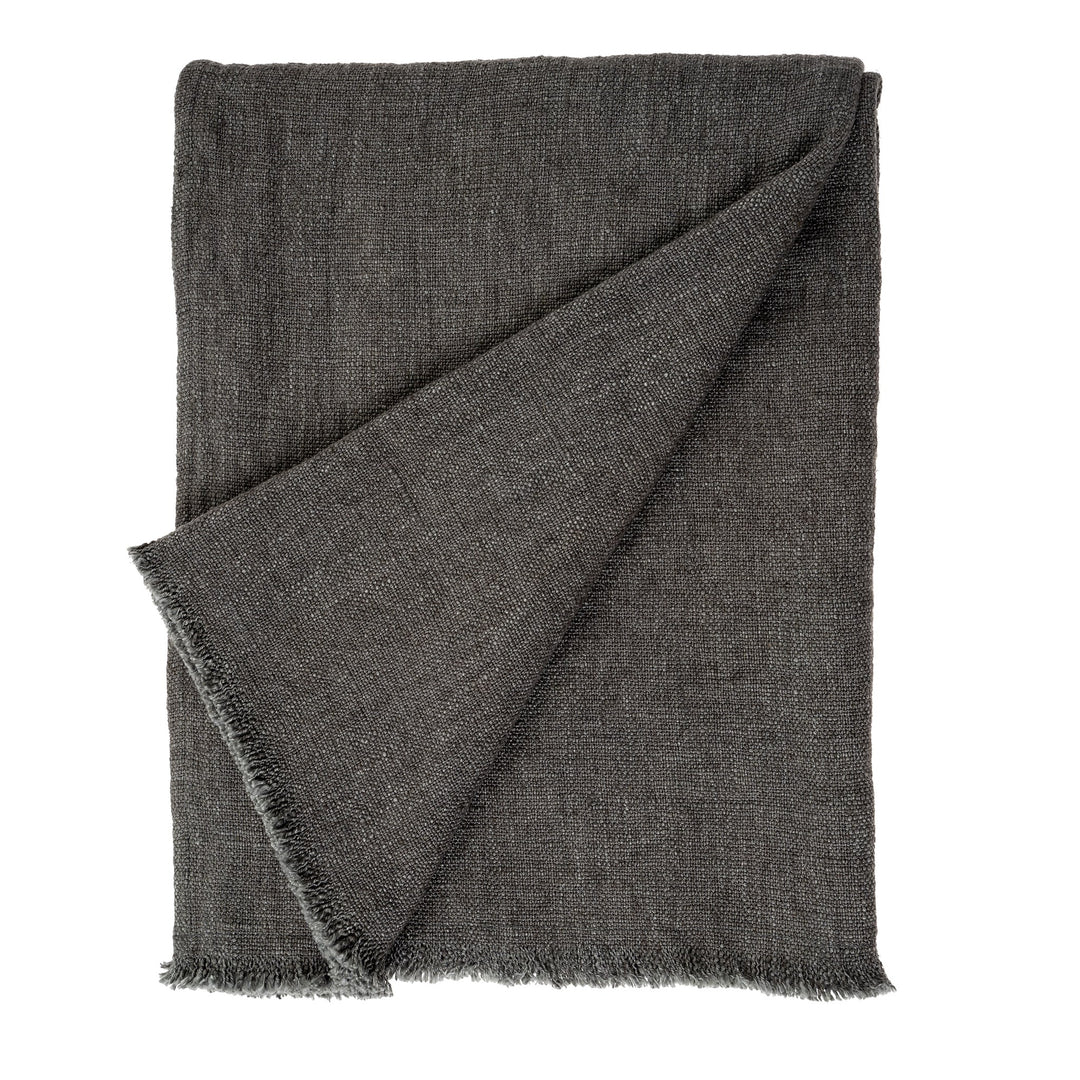 Linen End of Bed Blanket | Dark Grey