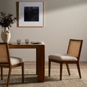 Antonia Cane Armless Dining Chair - Savile Flax | Toasted Parawood
