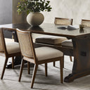 Antonia Cane Armless Dining Chair - Savile Flax | Toasted Parawood