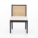 Antonia Cane Armless Dining Chair - Savile Flax | Brushed Ebony
