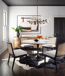 Antonia Cane Armless Dining Chair - Savile Flax | Brushed Ebony