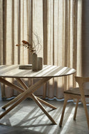 Bok Dining Chair | Varnished Oak | Dark Brown Fabric