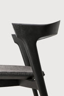 Bok Dining Chair | Varnished Oak | Black | Grey Fabric