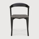 Bok Dining Chair | Varnished Oak | Black | Grey Fabric