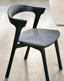 Bok Dining Chair | Varnished Oak | Black | Grey Fabric