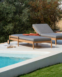 Jack Outdoor Adjustable Lounger | Teak | Mocha Fabric
