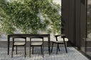 Bok Outdoor Dining Chair | Varnished Teak | Black | Natural Fabric