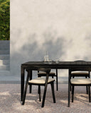Bok Outdoor Dining Table | Varnished Teak | Black | Rectangular | 64" X 31"