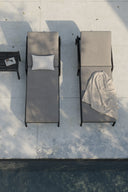 Jack Outdoor Adjustable Lounger | Varnished Teak | Black | Mocha Fabric