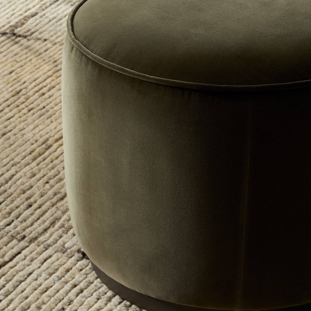 Sinclair Round Ottoman - Surrey Olive