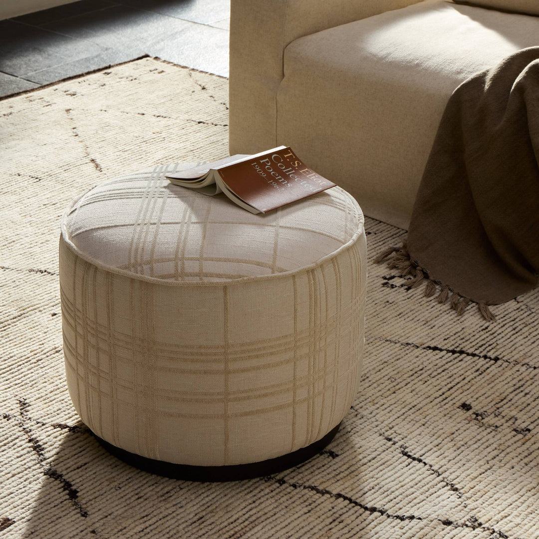 Sinclair Round Ottoman - Sheffield Ivory