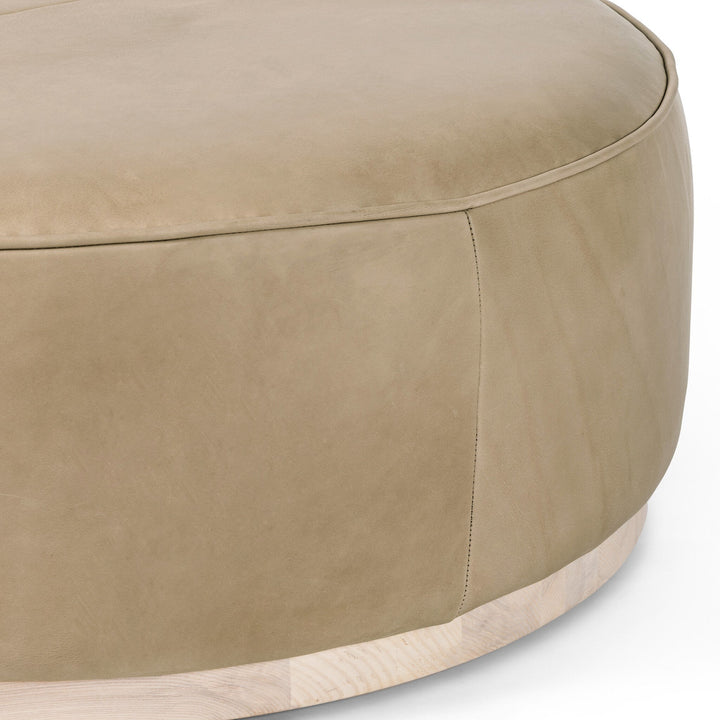 Sinclair Large Round Ottoman - Harness Burlap