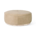 Sinclair Large Round Ottoman - Harness Burlap