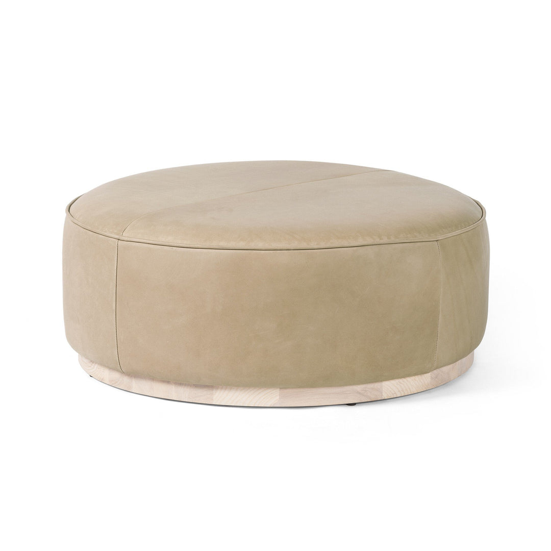 Sinclair Large Round Ottoman - Harness Burlap