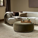 Sinclair Large Round Ottoman - Surrey Olive