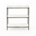 Felix Nightstand - Polished White Marble | Hammered Grey