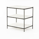 Felix Nightstand - Polished White Marble | Hammered Grey