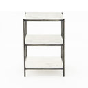 Felix Nightstand - Polished White Marble | Hammered Grey