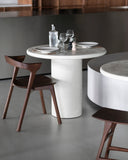 Elements Dining Table | Varnished Microcement | Off White | Round | 49" X 49"