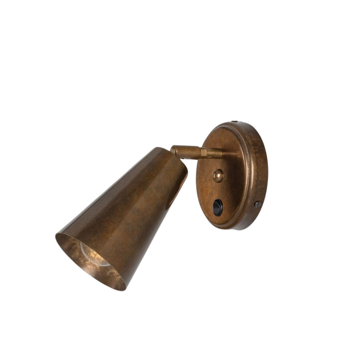 Cashel Brass Cone Wall Light with Switch