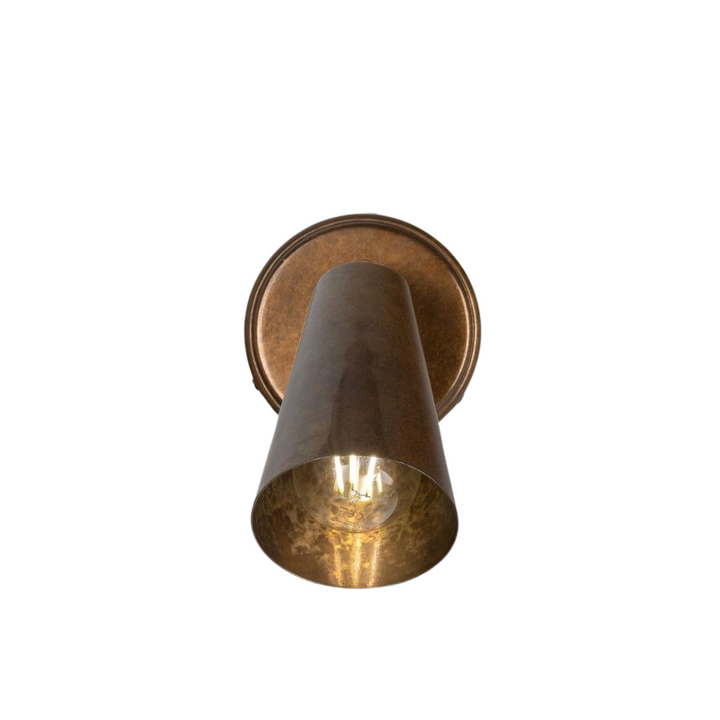 Cashel Brass Cone Wall Light with Switch