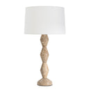 Crew Travertine Buffet Lamp | Natural Linen Shade