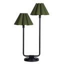 Polly Double Arm Table Lamp | Blackened Brass | Olive Scalloped Shade