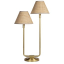 Polly Double Arm Table Lamp | Natural Brass | Rattan Shade