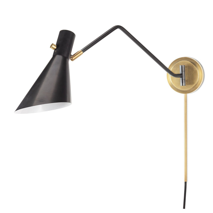 Spyder Single Arm | Sconce | Blackened Brass and Natural Brass