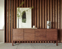 Sono Sideboard | Varnished Teak | Light Brown | 3 Doors | 3 Drawers