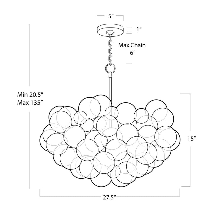 Bubbles | Chandelier | Clear Natural Brass