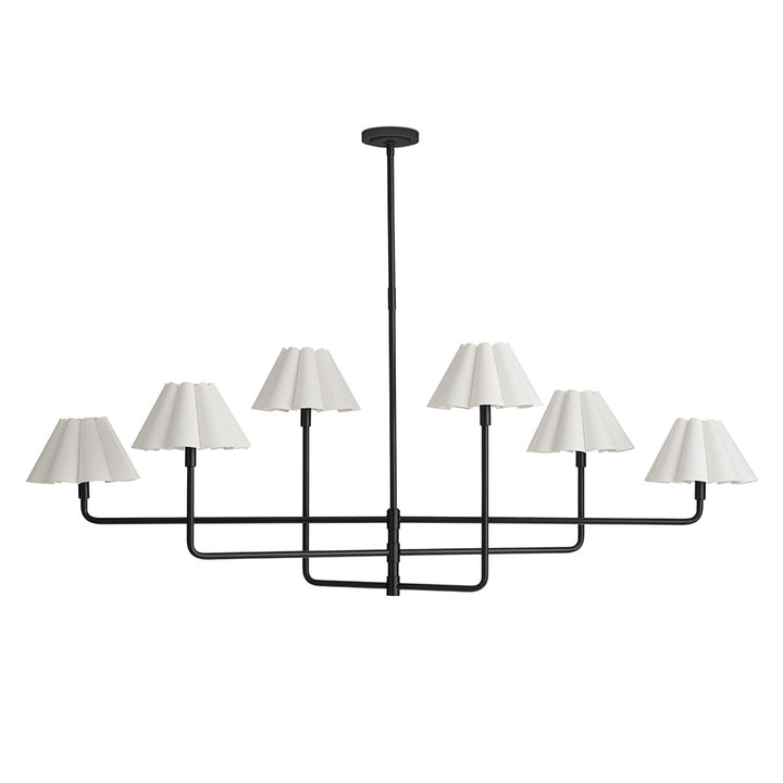 Polly Metal | Chandelier | Blackened Brass with White Scalloped Shade