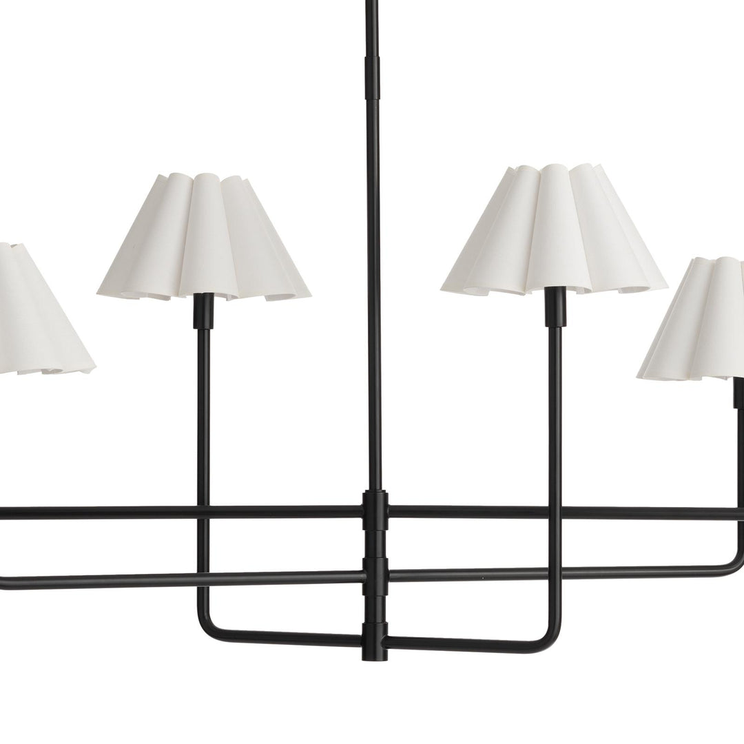 Polly Metal | Chandelier | Blackened Brass with White Scalloped Shade