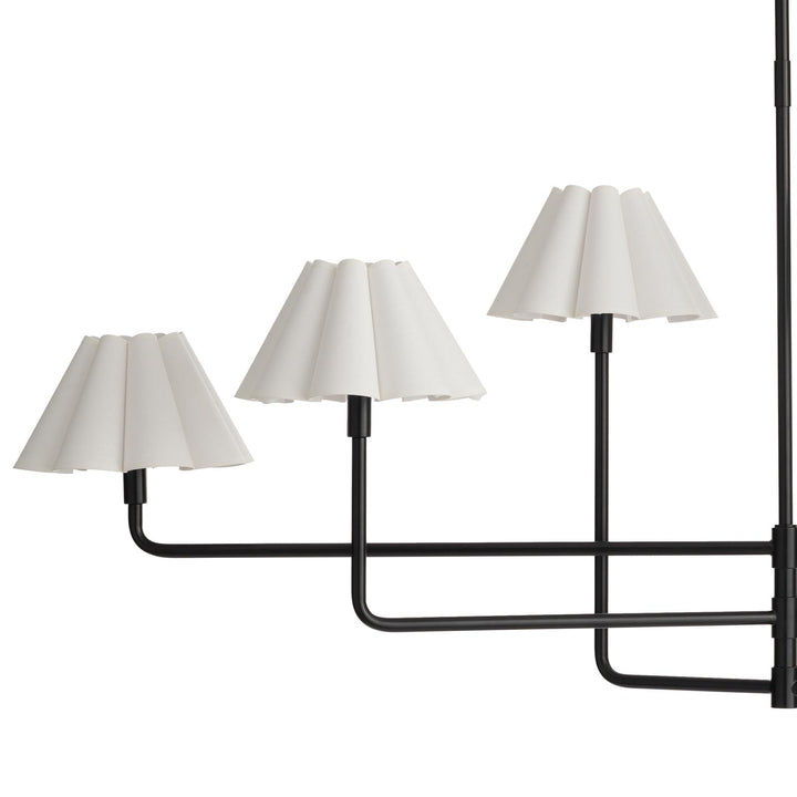 Polly Metal | Chandelier | Blackened Brass with White Scalloped Shade