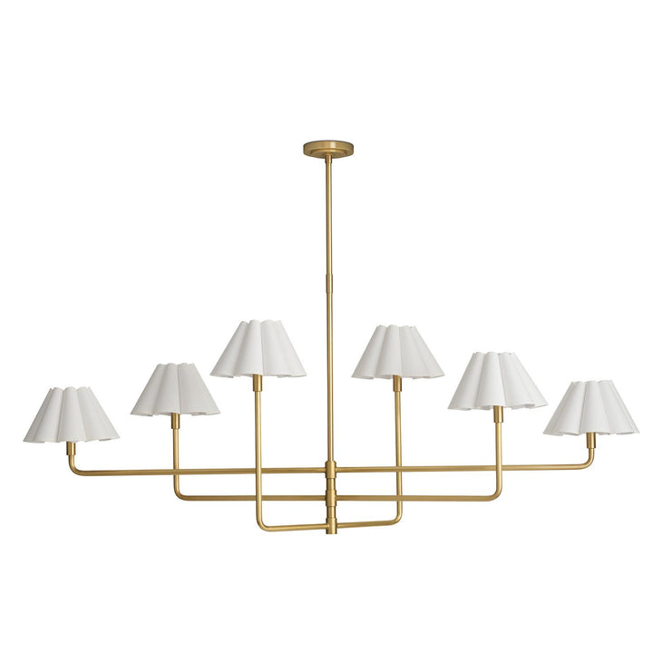 Polly Metal | Chandelier | Natural Brass with White Scalloped Shade