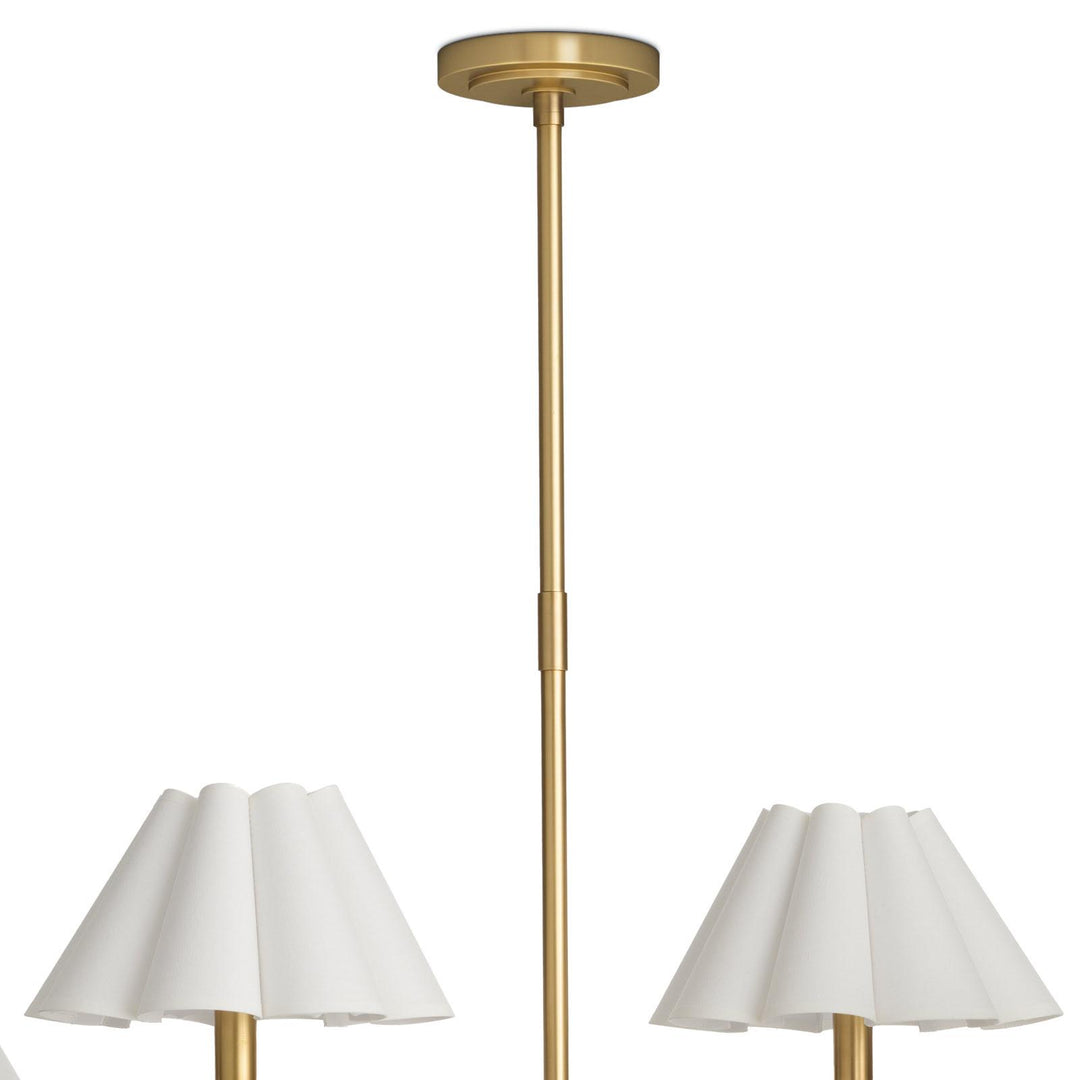 Polly Metal | Chandelier | Natural Brass with White Scalloped Shade