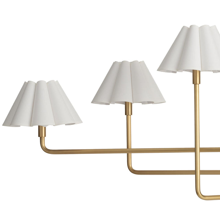 Polly Metal | Chandelier | Natural Brass with White Scalloped Shade