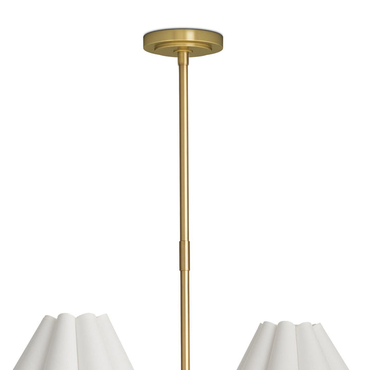 Polly Metal | Chandelier | Natural Brass with White Scalloped Shade