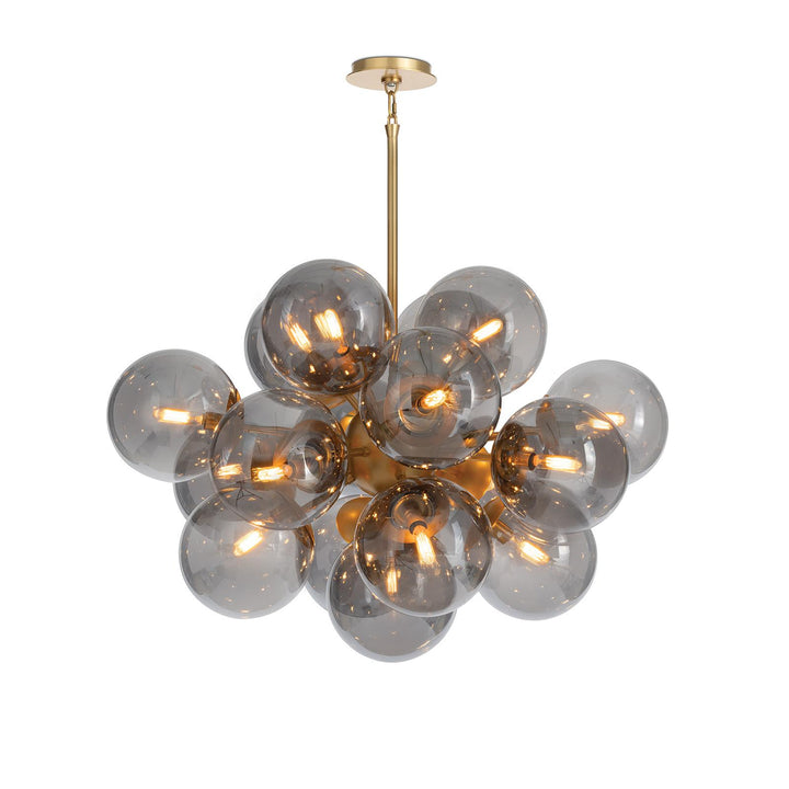 Shine | Chandelier | Natural Brass with Smoke Glass