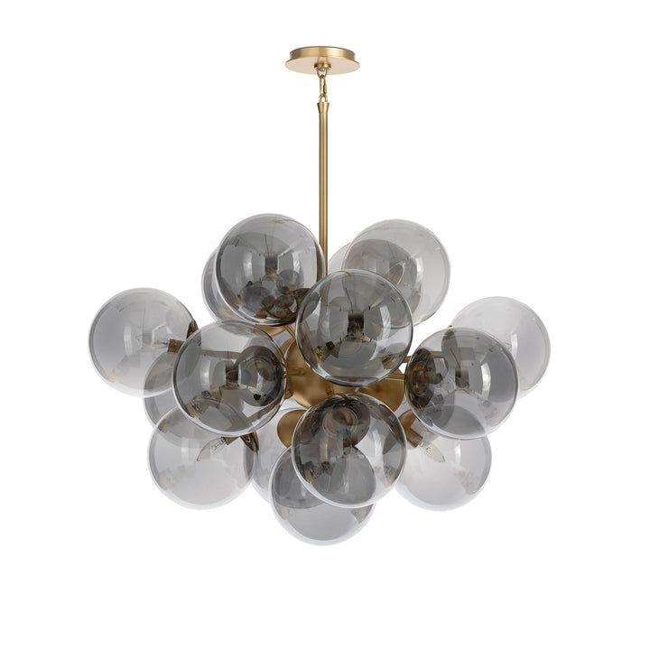 Shine | Chandelier | Natural Brass with Smoke Glass