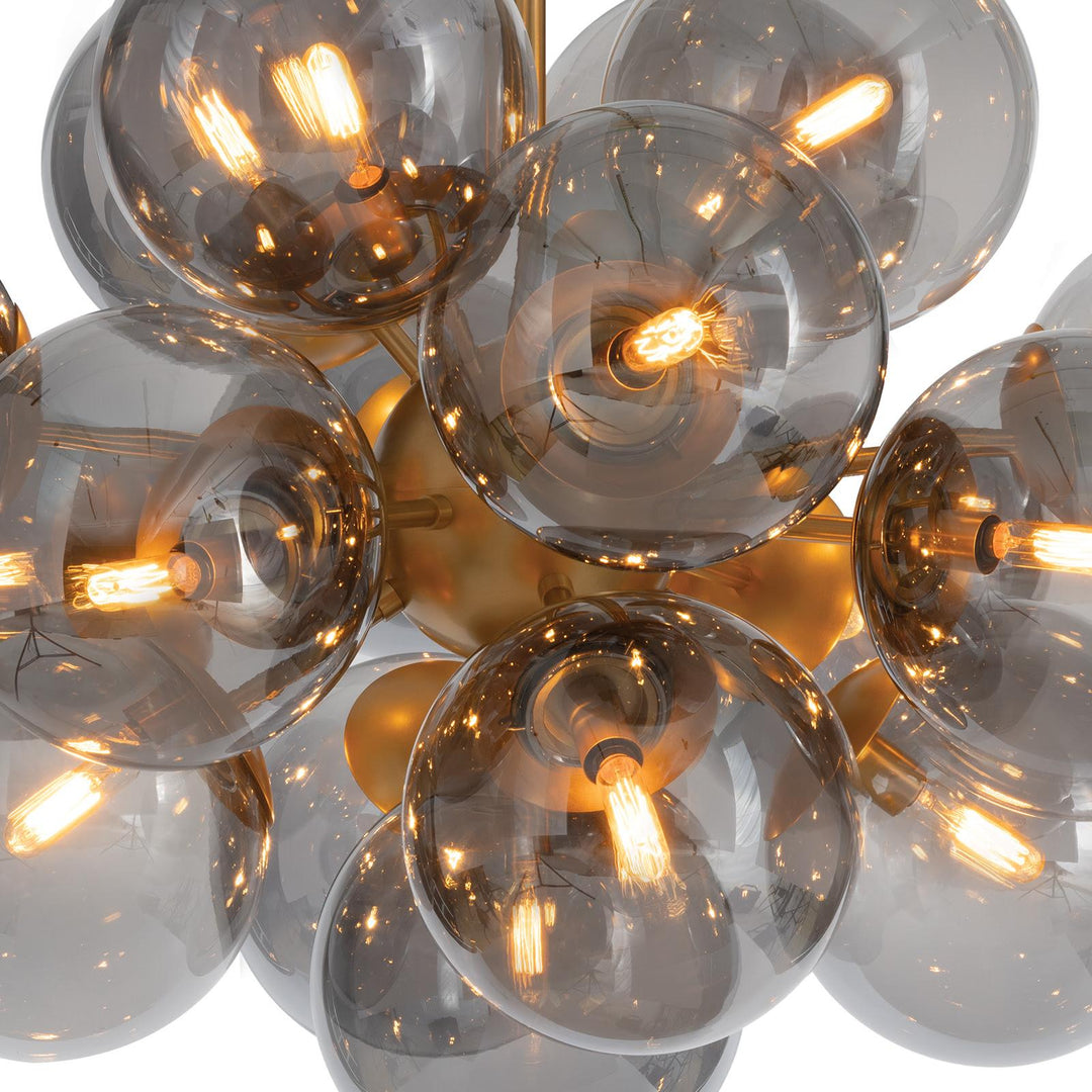 Shine | Chandelier | Natural Brass with Smoke Glass